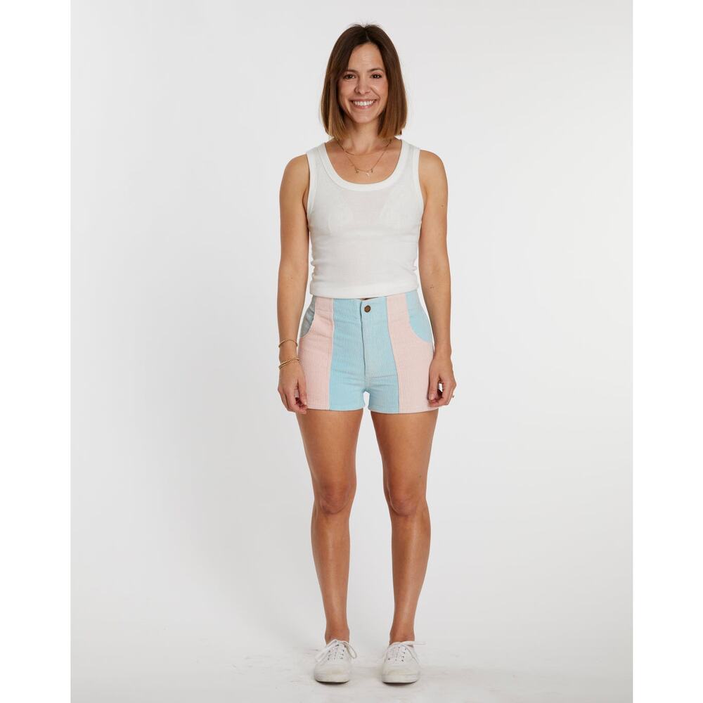 Hammies Women Corduroy Shorts in Powder Blue/Powder Pink